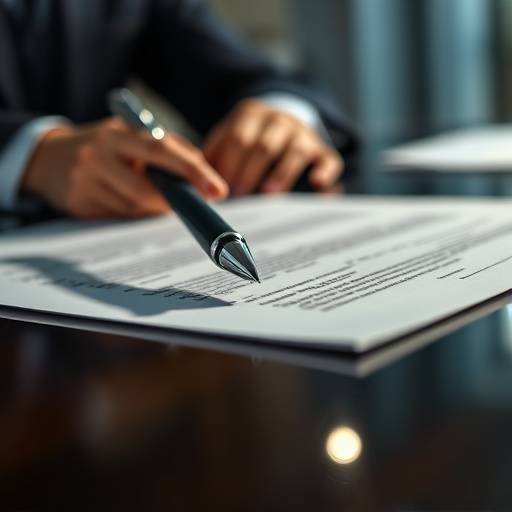 Imagen de un contrato legal firmado, simbolizando la aceptación de los términos y condiciones.