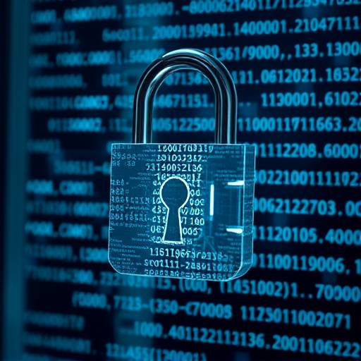 Un candado digital sobre un fondo de código, representando la seguridad de los datos.
