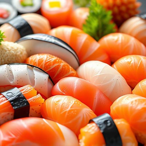 Un surtido de sushi fresco y colorido, preparado con pescado de alta calidad.